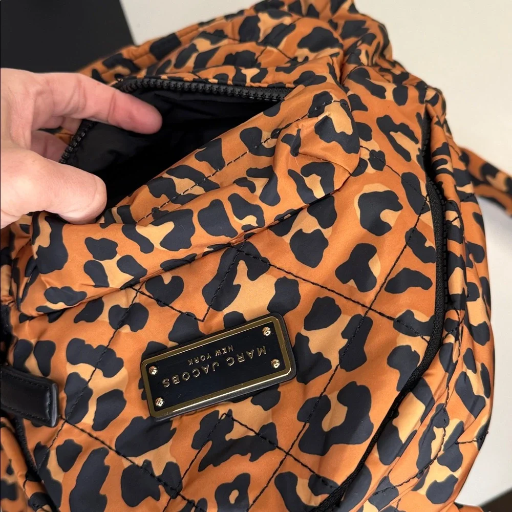 Marc Jacobs Cheetah Diamond Quilt Backpack nylon black tan purse bag backpack